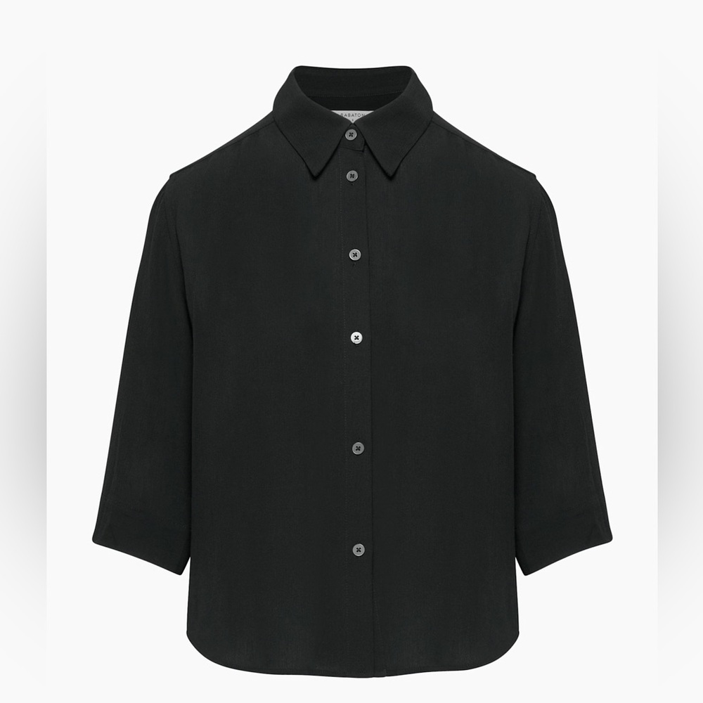 Aritzia Babaton Black Button-Up Collared Blouse